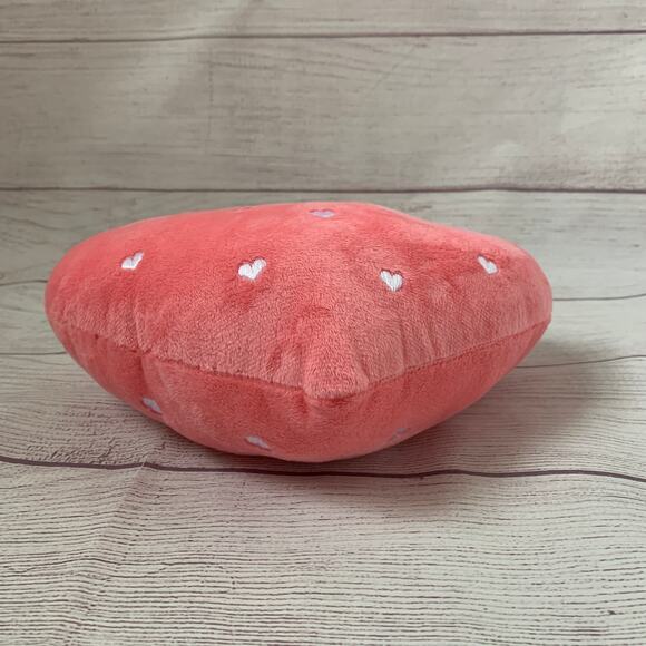 Pally Paws Pink Heart Shaped Strawberry Plush Dog Toy with Embroidered Hearts - Picture 3 of 12